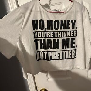 White Graphic Crop Top